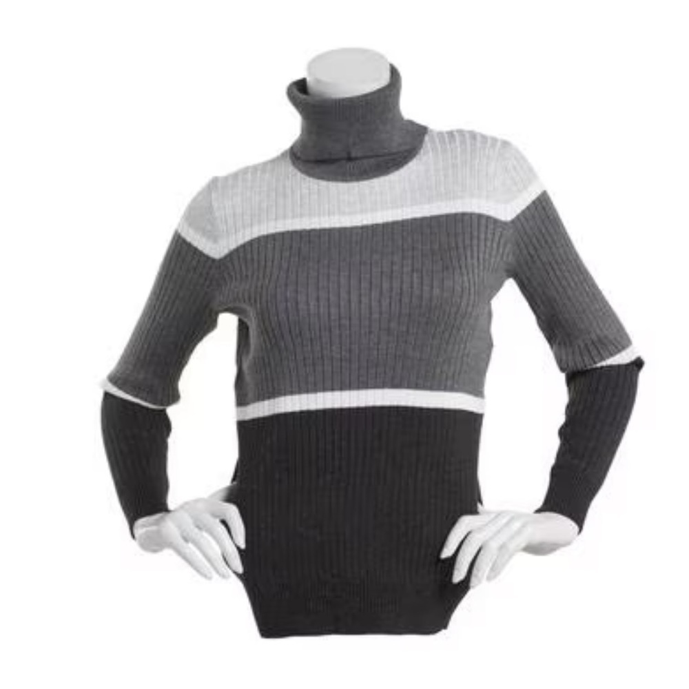 PREMISE Long Sleeve Color Block Rib Turtleneck Sweater Size XL NEW